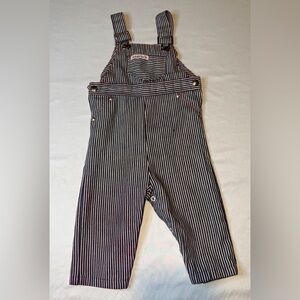 Vintage Health-Tex Striped Overalls 18M USA Railroad Stripe Baby Toddler